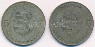 1947. 5Ft Ag "Kossuth" (2x) T:3 patina Adamo F8.1