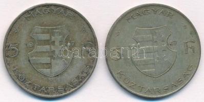 1947. 5Ft Ag "Kossuth" (2x) T:2- patina Adamo F8.1