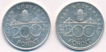 1992. 200Ft Ag "MNB" (2x) T:1- Adamo F13