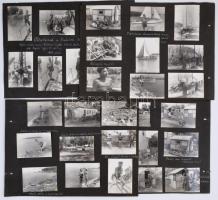 cca 1950-1960 Balatoni életképek: hajók, SIófok, Boglár, stb., összesen kb. 70 db fotó, nagyrészt feliratozva, albumlapokra ragasztva, 6×9 cm