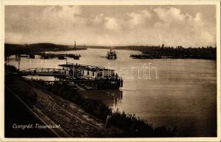 1934 Csongrád, Tisza, hajóhíd, kikötő. Bozó és Justin kiadása