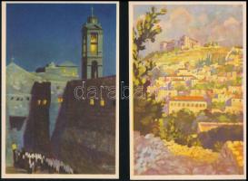 10 db RÉGI használatlan Hollós Endre vallásos művészlap. Kiadja A Szentföld biztosi hivatala / 10 un...