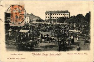 1903 Nagykanizsa,Heti vásári jelenet, piac. Alt és Böhm kiadása