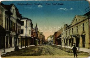 Pöstyén, Piestany; Ferenc József út. Adler Mór kiadása / street (kopott sarkak / worn corners)