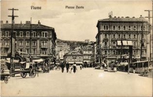 Fiume, Rijeka; Piazza Dante / square, cafe, Hotel Europe, port