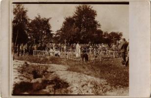 1916 Koniuchy, osztrák-magyar hősi katona temetése / WWI K.u.K. military, funeral of a hero soldier. photo (fl)