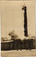 1916 Visegrad, oroszok által felgyújtott gyár / WWI K.u.K. military, factory set on fire by the Russians. photo