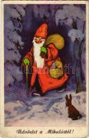 Üdvözlet a Mikulástól! / Saint Nicholas greeting art postcard (Rb)