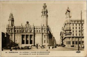 Barcelona, Via Layetana y Palacio de Comunicaciones / street, Palace of Communications, automobiles (EK)