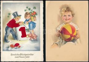 31 db RÉGI motívum képeslap, vegyes minőség: üdvözlő, művész, gyerek, folklór / 31 pre-1945 motive postcards, mixed quality: greeting, art, children, folklore