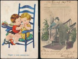 31 db RÉGI motívum képeslap, vegyes minőség: üdvözlő, művész, gyerek, folklór / 31 pre-1945 motive p...