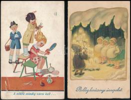 31 db RÉGI motívum képeslap, vegyes minőség: üdvözlő, művész, gyerek, folklór / 31 pre-1945 motive p...