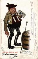 1901 Bei dem bleibn mer! / Hofbrau beer humour art postcard. Ludwig Frank & Co. No. 833. s: P.O. Engelhard (EB)