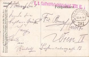 1916 WWI Austro-Hungarian military art postcard, soldiers + K.k. Landwehrinfanterieregiment Wien Nr....