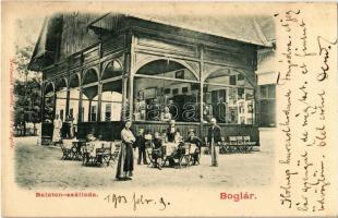 1903 Balatonboglár, Boglár; Balaton szálloda fedett terasza és kert. Hartmann Henrik kiadása
