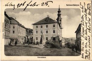 1906 Selmecbánya, Banská Stiavnica; Városháza, utca, fiú iskola, szobor. Joerges / town hall, streets, boy school, statue