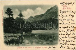 1899 Tátra, Vysoké Tatry; Poprádi tó és menház / Popradske pleso, rest house, lake