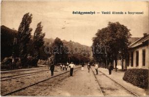 1918 Szilágysomlyó, Simleu Silvaniei; vasútállomás és fenyves / Bahnhof / railway station, pine wood