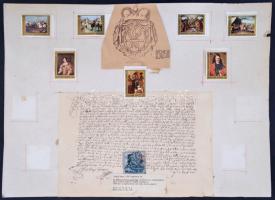 Rákóczi Ferenc fejedelem életét és munkásságát bemutató két nagy tabló bélyegekkel, facsimilékkel. 4...