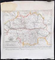 cca 1800 Komárom vármegye. Comitatus Comaromensis. Színezett rézmetszet, papír, 30x24 cm a vármegye ...