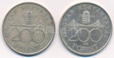 1994. 200Ft Ag "Deák" (2x) T:1- patina Adamo F13.1