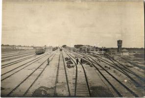 1916 Pozerunai, Poscherun; Bahnhof / railway station construction. photo