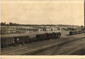 1916 Pozerunai, Poscherun; Bahnhof, Zollhaus / railway station and trains, customs house. photo