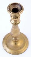 Réz gyertyatartó, kis sérülésekkel, jelzés nélkül, m: 21 cm