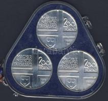 1977. 200Ft Ag 3klf db "Festők II. Mányoki, Rippl-Rónai, Csontváry" sor T:BU Eredeti plomb...