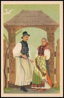 Erdély Örök Egyetlen Miénk! - 16 db régi erdélyi irredenta művészlap egy képeslapfüzetben Gebhardt é...