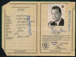 1966 Fényképes NSZK-s útlevél, bejegyzésekkel