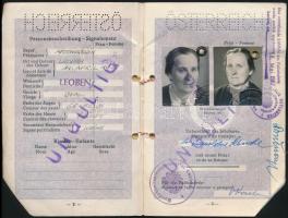 1957 Fényképes osztrák útlevél, bejegyzésekkel