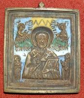 Kis alakú réz ikon, zománcozott