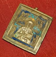 Kis alakú réz ikon, zománcozott