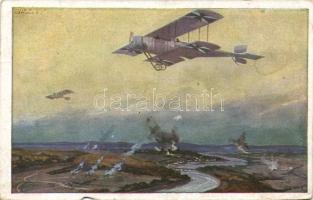 WW. I. German warplane in fight (b)