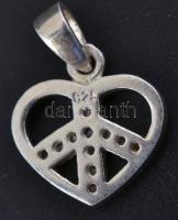 Ezüst (Ag) cirkon kövekkel díszített szív alakú medál, jelzett, 1x1,5 cm, bruttó: 1,8 gr