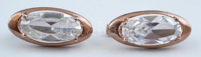 Aranyozott ezüst (Ag), cirkonnal díszített fülbevaló pár, jelzett, h: 2,5 cm,bruttó: 7,6 gr.