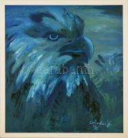 Dárdai jelzéssel: Sas kékben, olaj, farost, jelzett, keretben, 54×58 cm