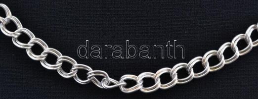 Ezüst(Ag) dupla szemes pancer nyaklánc, jelzett, h: 51 cm, nettó: 13 g