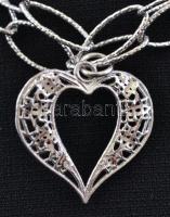 Ezüst(Ag) áttört szíves karkötő, jelzett, állítható h: 18-20 cm, nettó: 11,4 g