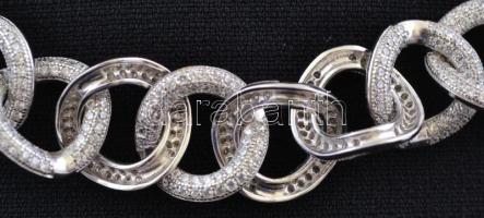 Ezüst(Ag) apró kövekkel kirakott karikás karkötő, jelzett, h: 18 cm, bruttó: 20,9 g