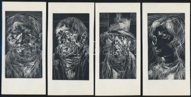 Szász Endre (1926-2003): Portrék, 4 db klisé, papír, jelzés nélkül,14×7 cm