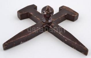 Fém bányász jel, kopott, 10x12,5 cm