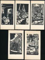 Kondor Béla (1931-1972): Az öreg halász és a tenger, 11 db fametszet, papír, jelzés nélkül, 13,5×7,5 cm
