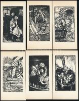 Kondor Béla (1931-1972): Az öreg halász és a tenger, 11 db fametszet, papír, jelzés nélkül, 13,5×7,5...