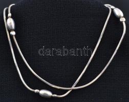 Ezüst(Ag) duplaszálas kígyó karkötő, gömbökkel,  jelzett, h: 19 cm, nettó: 3,5 g