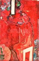 Russell jelzéssel: Vörös akt, olaj, farost, 52×33,5 cm