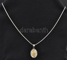 Ezüst(Ag) kígyó nyaklánc, Mária függővel, jelzett, h: 45 cm, 1,5×2,5 cm, nettó: 7 g