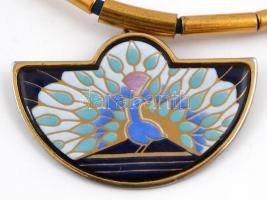 Michaela Frey zománcozott bizsu nyakék, jelzett, h: 36-38 cm + zománcozott karperec, d: 6 cm