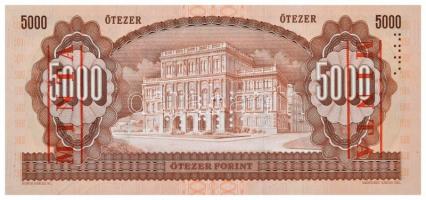 1990. 5000Ft "H 00000935" sorszámmal, illetve piros "MINTA" felülnyomással és pe...